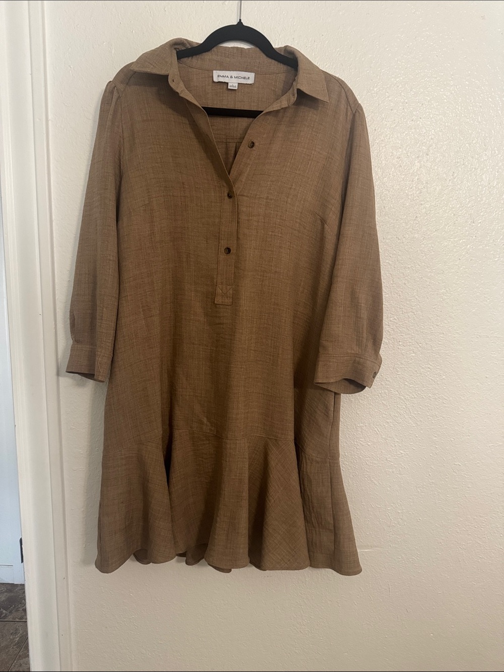 Emma & Michele Brown Button-Front Tunic Dress